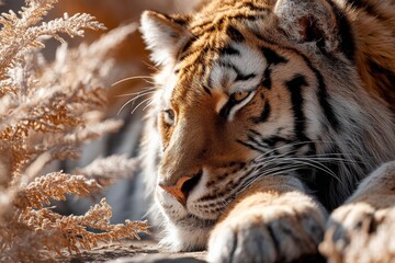 Fototapeta premium A tiger sunbathing
