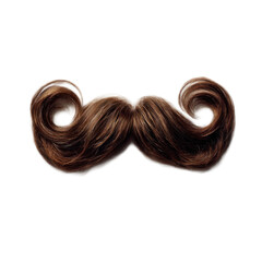 Fake mustache made of hair is shown on a white background