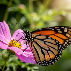 Obraz premium monarch butterfly on pink flower