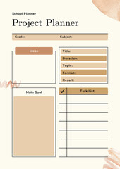 Elegant project planner template for school and work organization