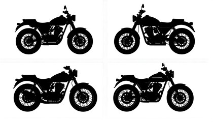 Obraz premium Silhouette of classic motorcycles