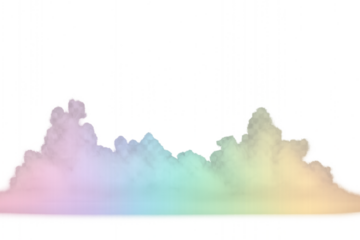 Colorful rainbow stage floor smoke fog effect transparent PNG cutout, isolated background. Soft pastel color design element