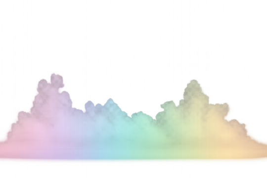 Colorful rainbow stage floor smoke fog effect transparent PNG cutout, isolated background. Soft pastel color design element - Powered by Adobe