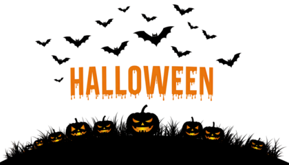 Halloween theme spooky festive holiday celebration design isolated on white background
