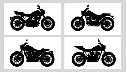 Obraz premium Silhouette of four motorcycles