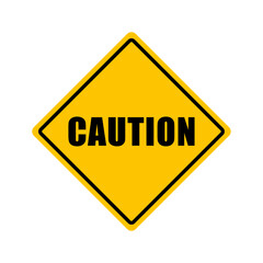 Caution sign with bold black text Suitable for hazard alerts, workplace safety, traffic signs, construction warnings, and risk prevention signage.