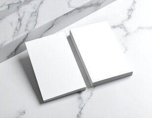 Blank Business Cards Mockup on Marble Background.