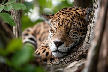 Fototapeta premium A jaguar sleeping in a tree