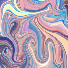 Obraz premium Abstract pastel swirl artwork with dynamic flowing textures in pink, blue, and cream shades. Vibrant and artistic digital marble design.
