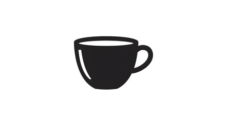Simple Black Coffee Cup Graphic on White Background