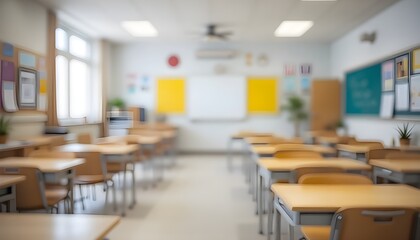 Blurred Empty School Classroom Background
