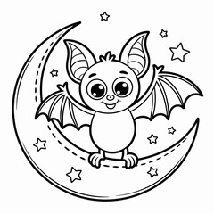 Cute Bat Icon – Cartoon Flying Animal Vector Illustration for Halloween