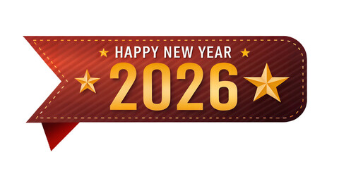 New Year 2026 Banner: Festive banner with a vibrant message Happy New Year 2026, adorned with celebratory stars, radiating a message of joy and anticipation for new beginnings.