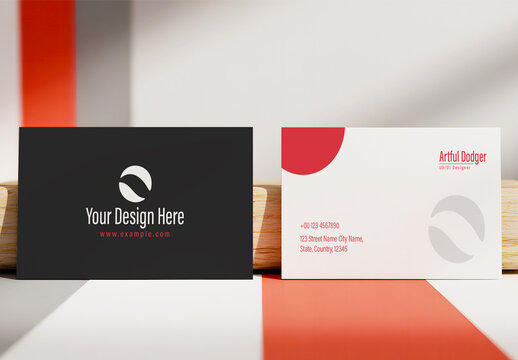 Modern Business Card Mockup with Red Accent