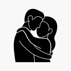 Romantic Couple Embrace Love Intimacy Relationship Icon Vector Illustration