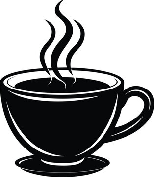 Hot Coffee or Tea Cup with Steam Lines &ndash; Warm Beverage Illustration for Caf&eacute; Design