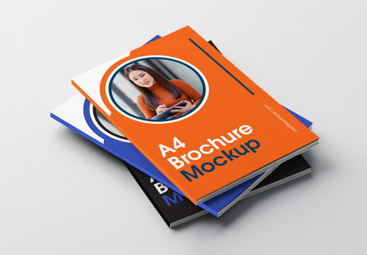 A4 Brochure Mockup Stack For Business Presentation