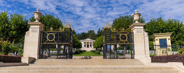 Entrance gate of the Suresnes American Cemetery in Suresnes, France