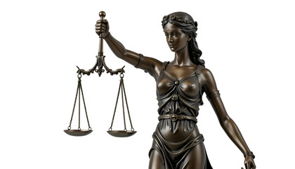 Classical Lady Justice Statue – Legal Concept PNG Isolated Cutout.