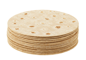 Stack of round wheat tortillas food photography