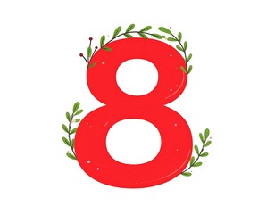 Elegant number eight graphic adorned with botanical elements for special occasions