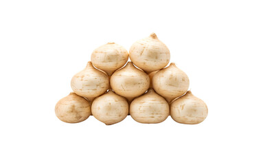Jicama set against a white backdrop
