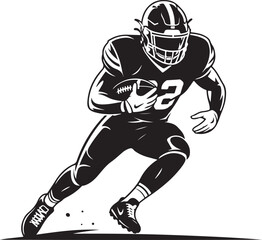 Dynamic football player running with ball, ready to score