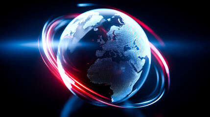 Globe with a red and blue line on it