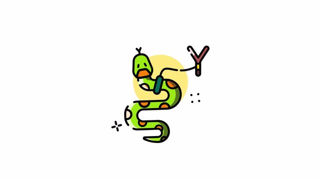 Charming Cartoon Snake with Jump Rope: Playful Animation for Kids Content
