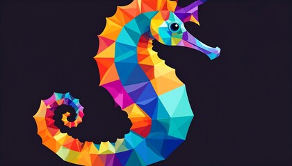 Colorful polygonal seahorse