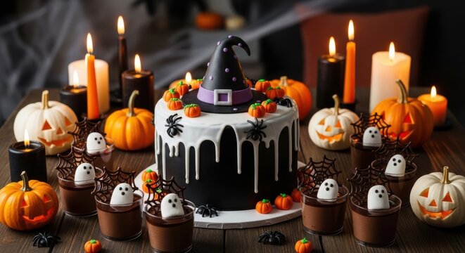 halloween pumpkin and candles