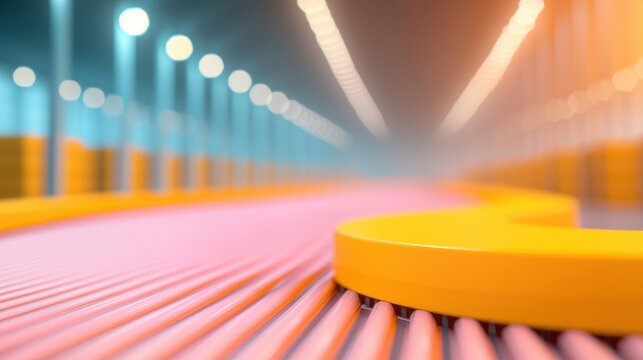 warehouse Logistic and Supply Chain Network Automated conveyor belts and robotic arms in a modern warehouse, showcasing advanced logistics technology