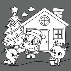 Winter Christmas composition in paper cut style .Merry Christmas text Calligraphic Lettering Vector illustration. Merry Christmas card. Winter holiday theme. Happy New Year. Christmas cartoon.