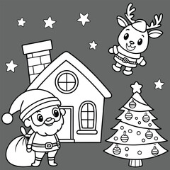 Winter Christmas composition in paper cut style .Merry Christmas text Calligraphic Lettering Vector illustration. Merry Christmas card. Winter holiday theme. Happy New Year. Christmas cartoon.