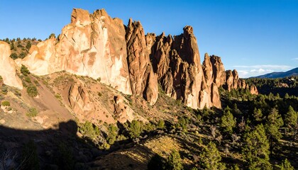 Colorful rock formations in a landscape
