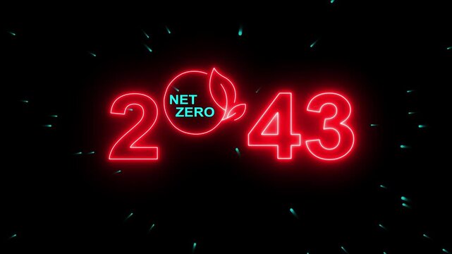 Net zero emission and carbon neutral concept with Net zero icons and 2043 year change concept. Sustainable development and red business concept Climate neutral long term strategy 2043 with net zero.