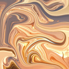 Fluid abstract swirl artwork in warm tones, blending orange and beige waves into a modern marble-inspired liquid texture.