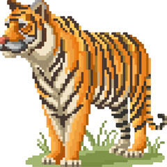 tiger animal pixel art style illustration