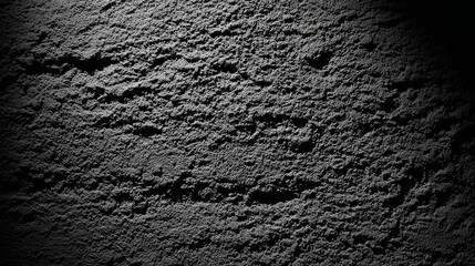 A close-up of a rough, textured surface with pronounced cracks and crevices,