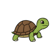 Adorable cartoon turtle illustration perfect for children's books and educational materials about sea life and animals