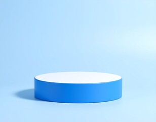 Minimalist Blue and White Cylindrical Product Display Podium