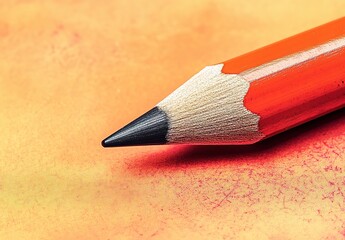 A red pencil on an orange background, designed in flat style for online education and learning resources.