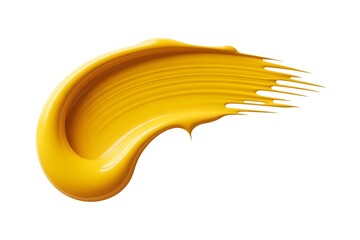 Vibrant yellow paint stroke with smooth texture and dynamic brush marks, perfect for creative projects