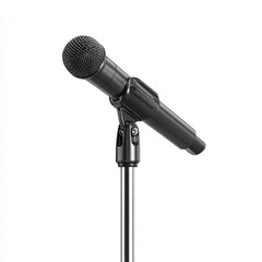 Black microphone on stand,  isolated