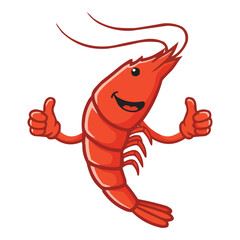 Smiling Shrimp Mascot with Thumbs Up