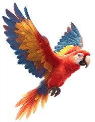 Obraz premium Colorful macaw in flight, vibrant plumage
