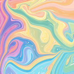 Vibrant pastel swirl abstract art with fluid lines, colorful marble texture, modern psychedelic background for creative design and artistic fashion prints.