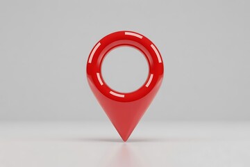 Bold red glossy map pin marker symbolizing location, destination, and pinpoint accuracy with a clean modern aesthetic.