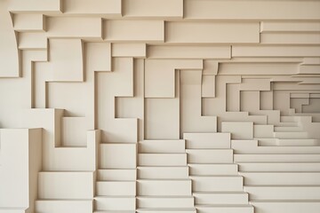 Modern geometric textured wall creates a striking architectural backdrop with layered depth and shadow play