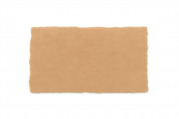 Rectangular piece of cardboard with ripped edges on a transparent background, ideal for adding text or designs